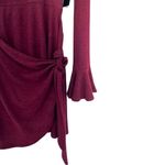 Lulus NWT LULU’S Favorite Tune Burgundy Faux Wrap Sweater Dress Sz M Photo 4