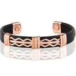 Pure Copper Leatherette Magnetic Bracelet Arthritis Pain Therapy Cuff Bangle Photo 0