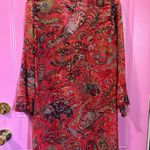 Raj Bohemian Silk Embroidered Dress – Size S Red Photo 3