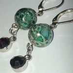 Semi Precious Green Sea Sediment? Chrysocolla? Beaded Boho Earrings Photo 1