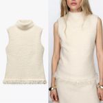 ZARA  NWT ivory knit top with fringe detail Photo 1