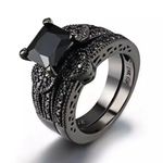 New Black Stone Ring Fashion Jewelry Crystal Ring. Size 8 Photo 0