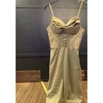 Bella Barnett Olive Green Satin corset Knee length pencil Dress NWT size small Photo 2