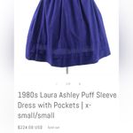 Laura Ashley  Vintage 80’s Purple Blue Puff Sleeve Dress Photo 5
