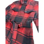 Gap Buffalo Plaid Waist Tie Wool Blend Mid Length Trench Coat Small Cabincore Red Photo 2
