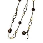 Boho Lariat Y Necklace Dark Bead Oval Links Long Statement Jewelry 19" Accessory Photo 5