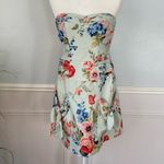 Nanette Lepore Size 4 Belle Fleur Strapless Floral Dress Tie Pockets Linen Silk Photo 1