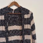Free People Navy Blue Oatmeal Striped Free Spirit Open Front Duster Cardigan Photo 3