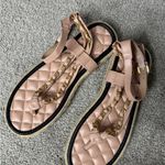 Miss Lola Nude Quilted Sandals Photo 1