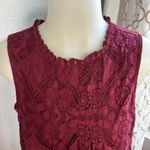 Doe & Rae  Burgundy Sleeveless Lace Top Size M Photo 0