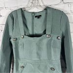 Wow Couture Green Dress Square Neck Long Sleeve Button accents Size L (B11) Photo 1