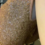 Sorella Vita  Cowl Back Sequin Gown Drape Back Gold Cap Sleeve Maxi Dress Sz: 16 Photo 12