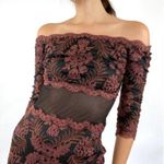 Tadashi Shoji Winona Amber Lace Mesh Illusion Off Shoulder Dress Size 6 Photo 3