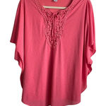 Catherines Women Tunic Top 3X Peach Crochet Detail Kimono Style Flowy Office Photo 0