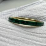 Malachite Brass‎ Bangle Green Vintage Gold Bracelet Photo 2