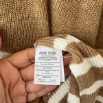 J.Crew  One Size Tan White Mock Neck Poncho Stripe Pullover Sweater Kimono Sleeve Photo 8