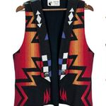 Lone Wolf Vest Womens Small Multicolor Southwestern Aztec Open 100% Cotton S Black Photo 0