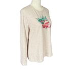 Croft & Barrow  Petites SP linen cream color long sleeve red truck Christmas top Photo 1