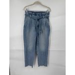 Abercrombie & Fitch Mom Jeans Blue Belted Paper Bag Waist High Rise Size 28/8R Photo 1