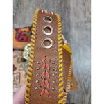 Handmade  Embossed Tooled Brown Leather Multicolor Boho Bucket Shoulder Bag Photo 6