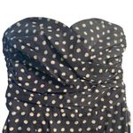 H&M  Womens Dress Size 8 Black Tan Gold Polka Dot Pleated Bust Strapless Mini Photo 2