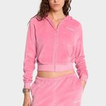 Sporty & Rich Health Ivy Velour Zipped Hoodie Pink Women’s Small Retro Sporty Photo 1