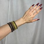 Source Unknown 4 Chain Link Braided Bracelets Set Gold Silver Tone Black Brown Yellow Cord NWOT Photo 11