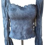 REWASH NWT,  Totally Tie Dye Smocked Ruffle-Trimmed Top Blue, Sz M Photo 8