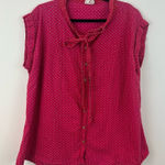 Mata Traders Red Floral Tie Neck Button Front Blouse Size 2X Photo 0