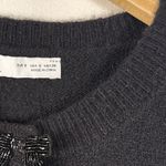 ZARA  Knit Crew Neck Sequin Bow Loose Fit Black Fuzz Cardigan Women’s Sz S Photo 3