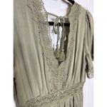 Ivy May Sage Green V Neck Maxi Dress with Lace Detailing Size Medium Photo 2