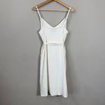 Elizabeth Crosby Emma Tie Waist Mini Dress Women's Small Ivory Button Up Neutral White Photo 7