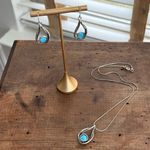 Artisan 4pc  Blue Opal 925 Sterling Silver Hook Earrings Liquid Silver Chain Pend Photo 10