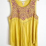 Sundance 100% Linen Yellow & Purple Embroidered Tank Top Large Photo 0