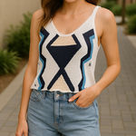 Somedays Lovin Top Tribal Knit Scalloped Hem Tank Photo 0