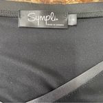 SYMPLI Womens 6 Faux Leather Trimmed Long Sleeve Shirt Top Pullover V Photo 2