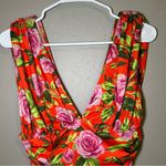 ZARA  Draped Floral Print Plunge V Neck Bodysuit Women’s Size Medium Photo 3