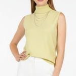 Ellen Tracy  100% Cashmere Pale Green Sleeveless Mock Turtleneck Knit Sweater PS Photo 0