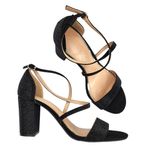 Kelly & Katie  Paloona Rhinestones Heels Sandals Strappy Pumps Black Size 9M Photo 0