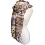 Free People NWT Women’s All Mine Neutral and Lilac Fringed Scarf Photo 3