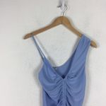ZARA  Baby Blue Asymmetric Midi Dress With Drawstring Gathering Size Small Photo 4
