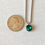 Handmade stainless steel chain & green glass crystal chic vintage retro style simple necklace💚 Photo 6