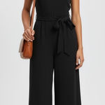Calvin Klein  Black Sleeveless V-Neck Wide Leg Belted Jumpsuit Women's size 4 Photo 0