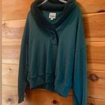 American Eagle  Womens M Pullover Long Sleeve Shawl Collar Sweatshirt Green Photo 2