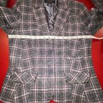 Calvin Klein Jeans Women’s Large Plaid Blazer Jacket Brown Preppy Dark Academia Photo 2