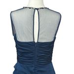 Adrianna Papell Blue Beaded Illusion Neck Tiered Chiffon Gown 4 Elegant Bodice Photo 7