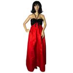 Vintage Victoria Royal Hong Kong Beaded Halter Gown Red Black Tassel Dress Small Photo 2