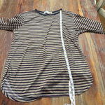 C&C California Women's long sleeve Top L purple gray tan Striped Photo 6