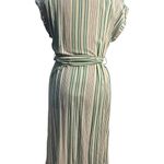 Lulus  Back to Classics Green and White Striped Midi Shirt Dress Linen‎ Blend S Photo 5