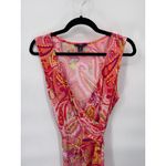 CHAPS  Faux Wrap Dress Womens XL‎ Red Vibrant Paisley Print Polyester Belt Photo 1